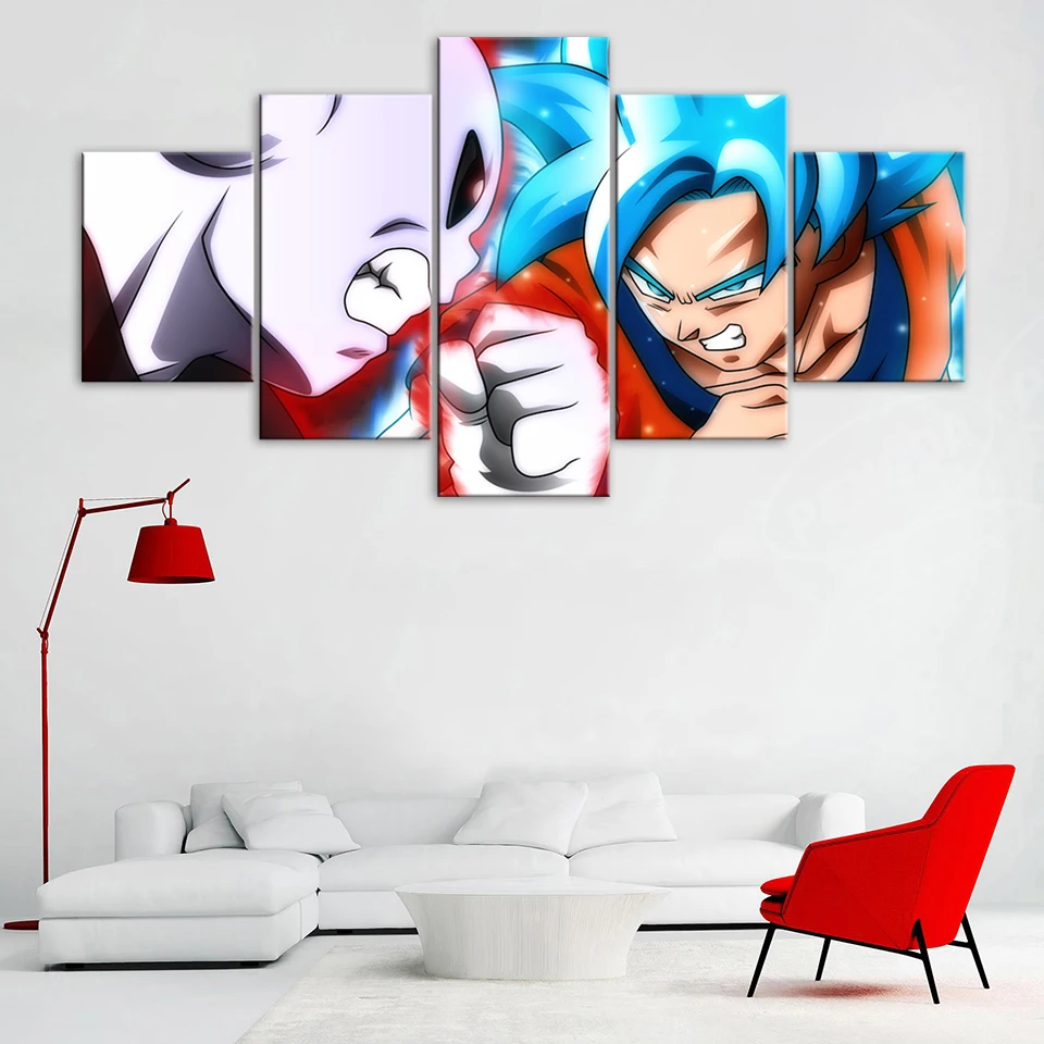 

Super Saiyan Goku Fighting Supreme Kai Picture 5 Pcs Dragon Ball Anime Canvas Paintings Wall Art Prints Home Decor Posters Frame