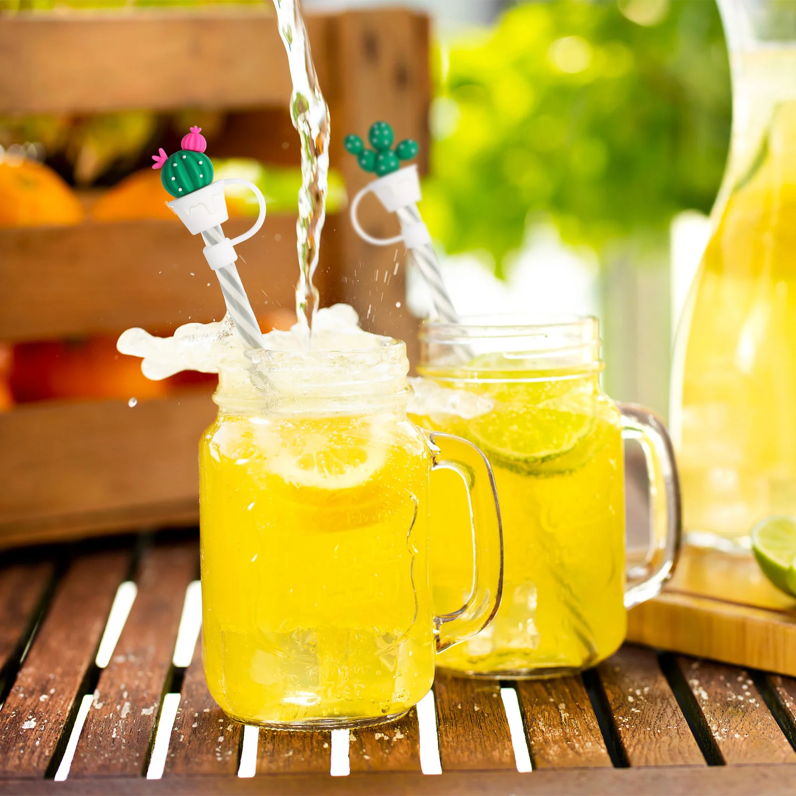 4 шт. соломенные чехлы для бутылок пробки кактуса стакан соломинки милые