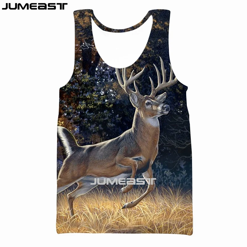 

New Men Women 3d Printed Vest Hunting Deer Streetwear Harajuku Oversized Short Sleeve Sport Pullover Summer Tank Tops Tees