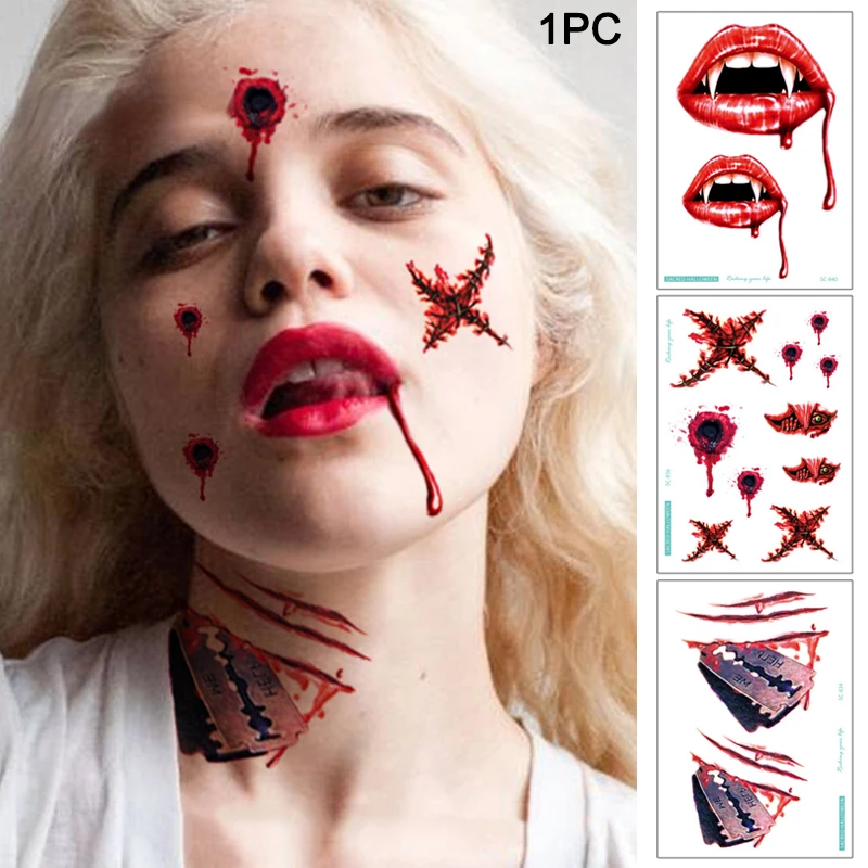 

Halloween Stickers Waterproof Simulation Scratches Scars Bite Marks Simulation Fake Wound Tattoo Stickers FC