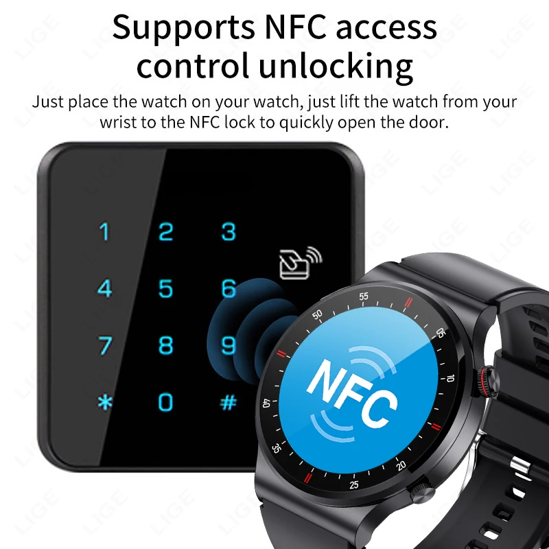 LIGE Bluetooth Вызов SmartWatch Мужской Зрелый Бизнес Спорт Фитнес Водонепроницаемые Умные