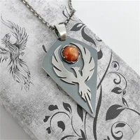 retro style inlaid textured metal phoenix geometric square pendant necklace trend fashion mens womens pendant jewelry