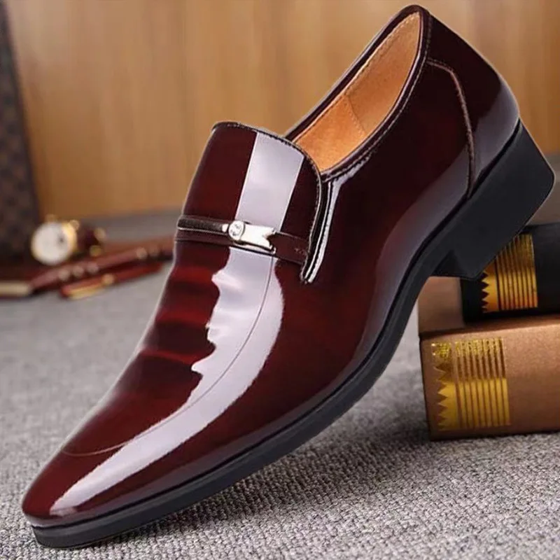 Luxxury Brand New Mens Formal Shoes Fashion Solid Chunky Heels Shoes For Men Casual Business Weddding Office Male Shoe