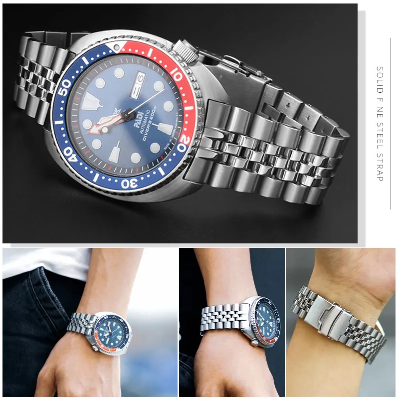 High quality stainless steel Watch strap is suitable for Seiko abalone SRPA21/SRP777/SRPC25/SRP773 arc mouth steel strip 22mm