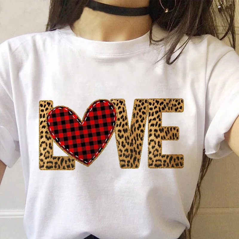 Женская футболка с круглым вырезом Love Модная белая графическим принтом в