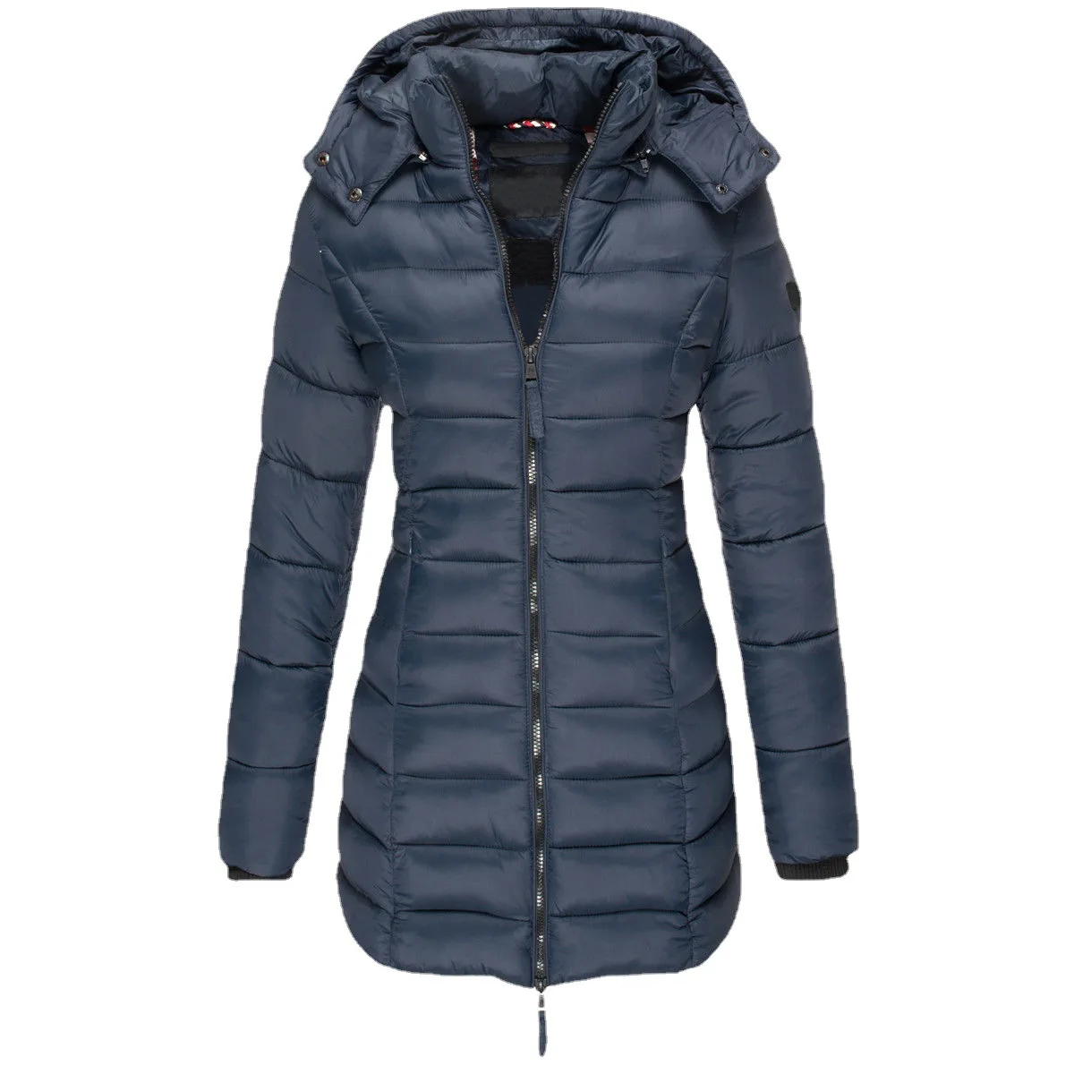 Winter Women's Cotton Jacket Medium Length Slim Fitting Cotton Jacket Warm Solid Hooded Cotton Jacket enlarge