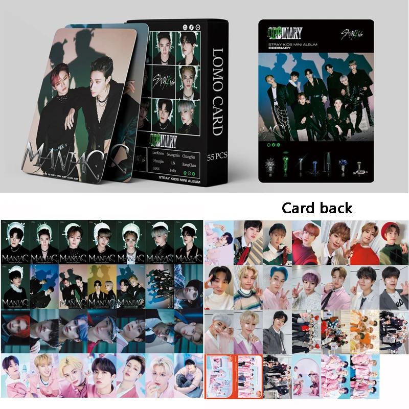 

55Pcs/box Kpop Stray kids Lomo Cards Photo Album ORDINARY Photocards K-pop Straykids Postcards High Quality HD Double Print