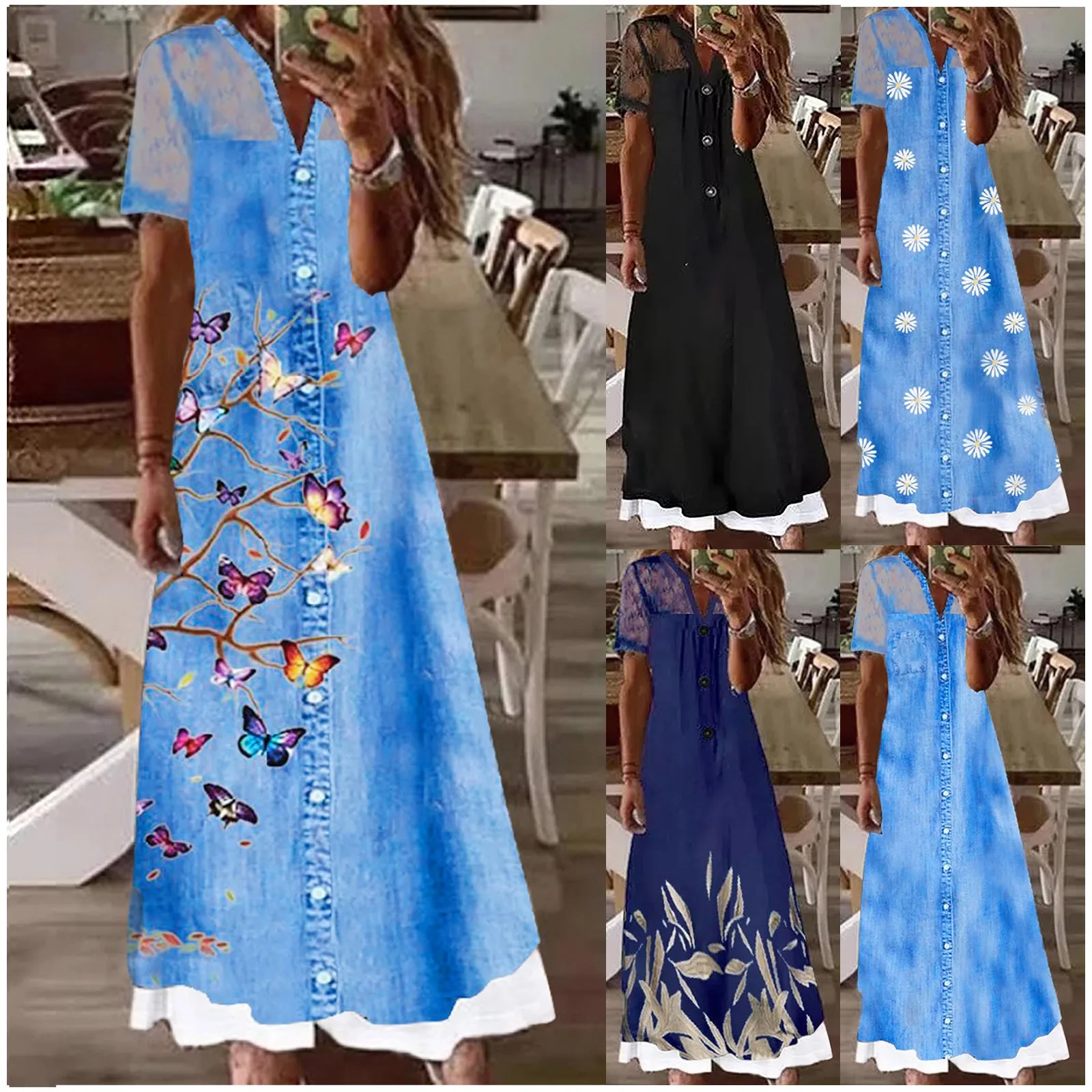 

Women Fashion V Neck Short Sleeve Italian Linen Dresses for Women Women Casual Dress for Fall Long Sleeved Dresses for Women