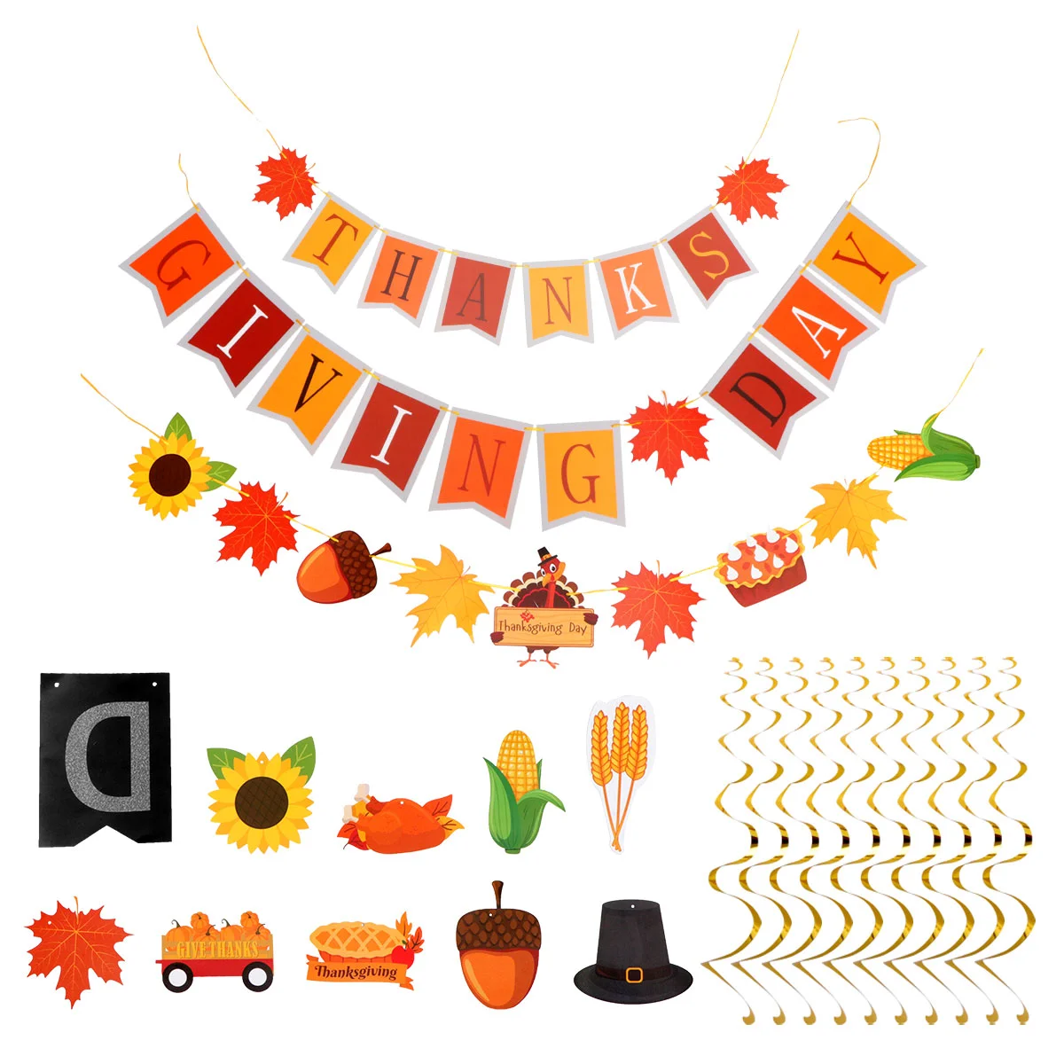 

20 Letter Patterned Banner Mantel Burlap Banners Fireplace Decorative Pendant Maple Leaf Banner Christmas Tree Topper