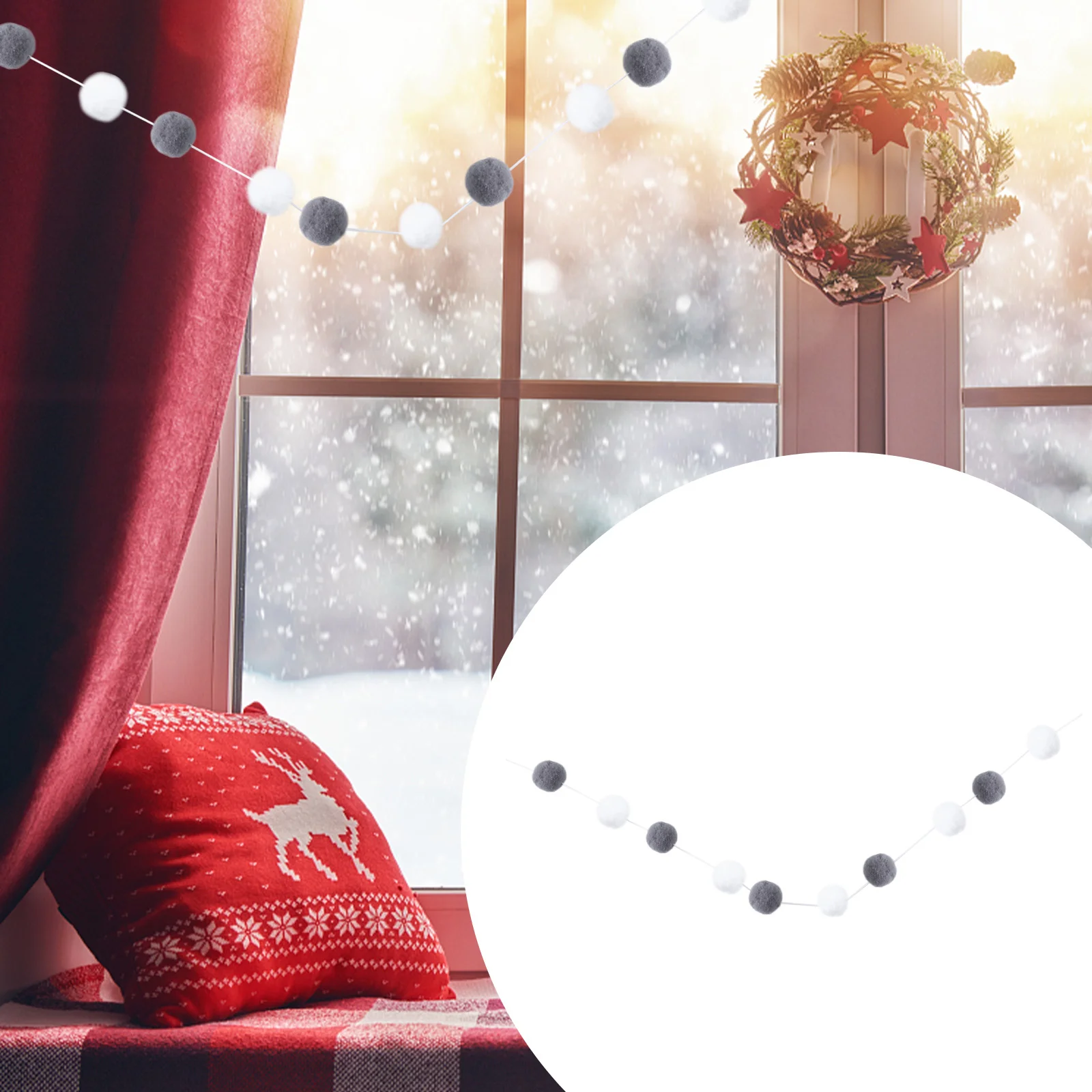 

Garland Pom Felt Christmashanging Bead Wall Wool Banner Garlandscolor Pendant Beaded Decor Decoration String Tassel Ornaments