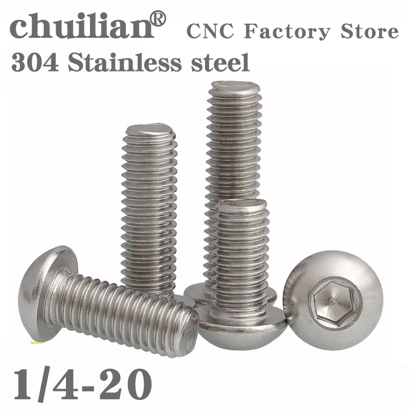 

10 шт. UNC 10 #-24 1/4-20 США грубая резьба 304 A2-70 нержавеющая сталь шестигранный гнездо Кнопка головка круглый винт болт ISO7380