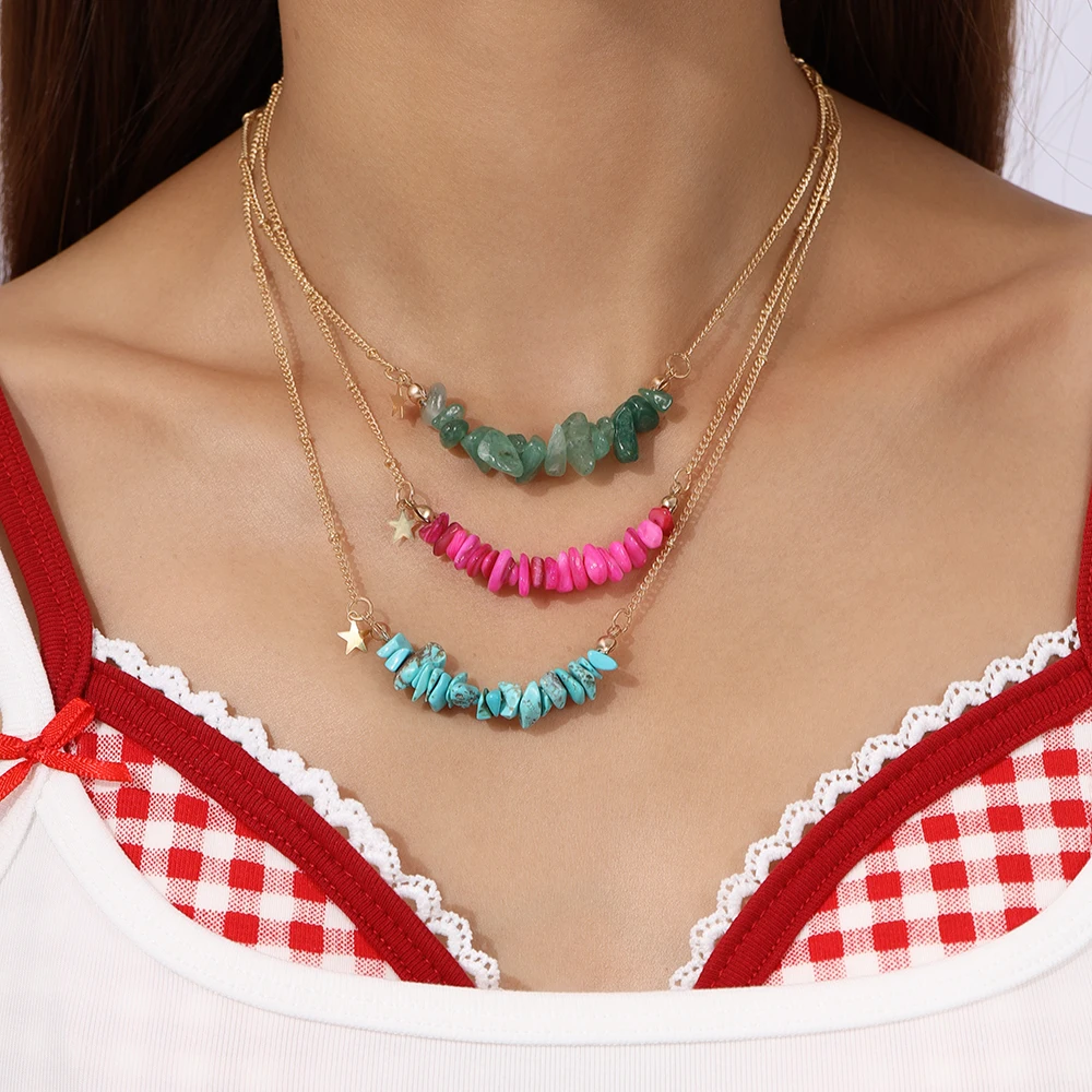 Aihua Богемия нерегулярный камень звезда очаровательное ожерелье для женщин