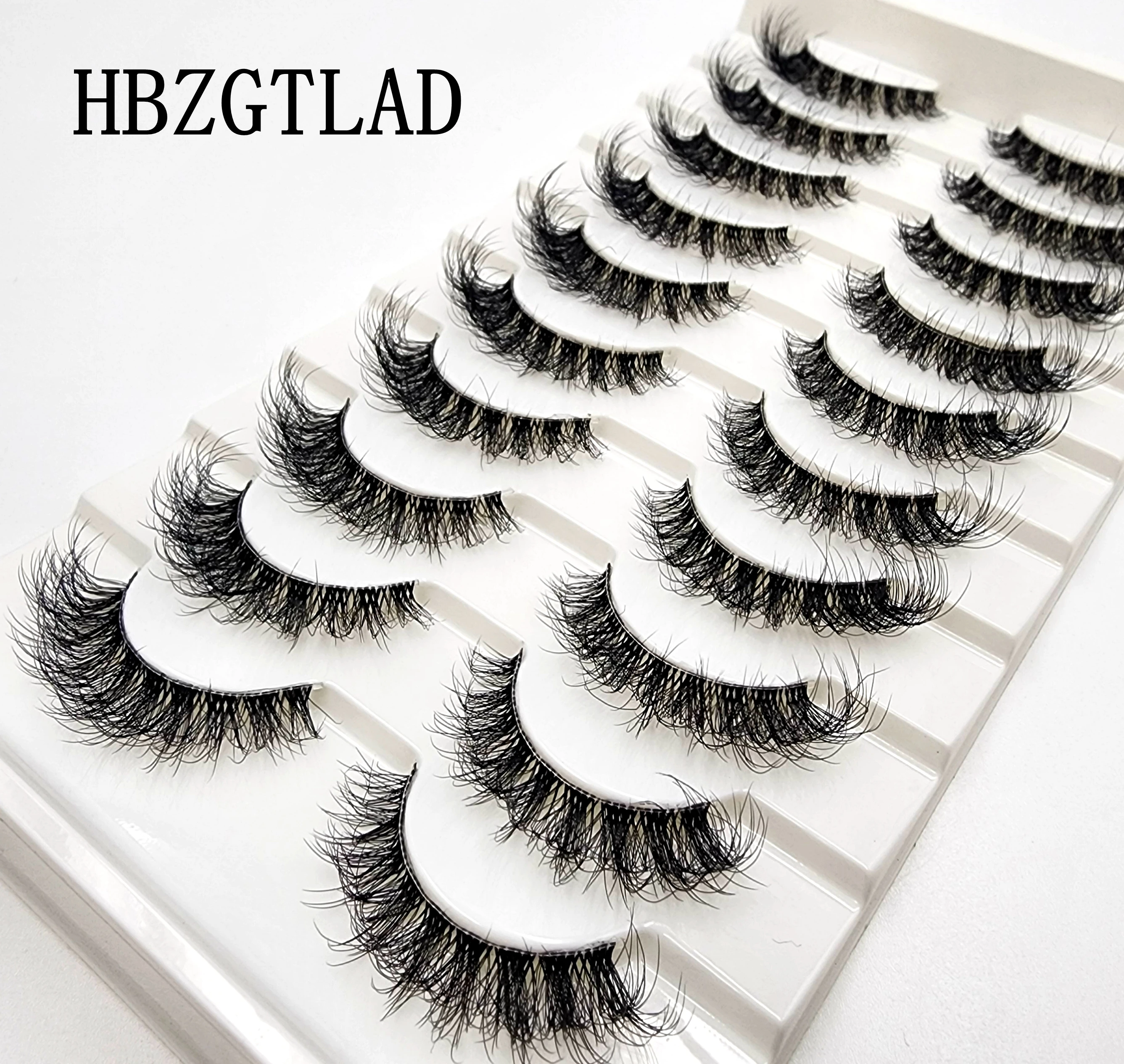 New 10pairs Mink Eyelashes Clear Band Lashes Extension Natural Long False Eyelashes Cross 3D Faux Big Eye Makeup Fake Lashes