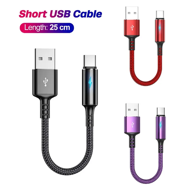 

0.25m Short USB Type C Cable 5A Fast Charging Cables Type-c Data Cord Charger USB C with Indicator for Samsung Huawei Xiaomi