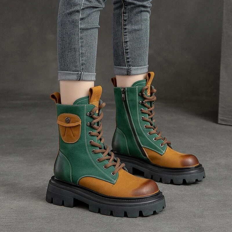 

Fall Winter Women's Ankle Boots Side Zip Punk Motorcycle Boots Women Microfiber Leather Casual Women Mid-leg Boots Botas Mujer