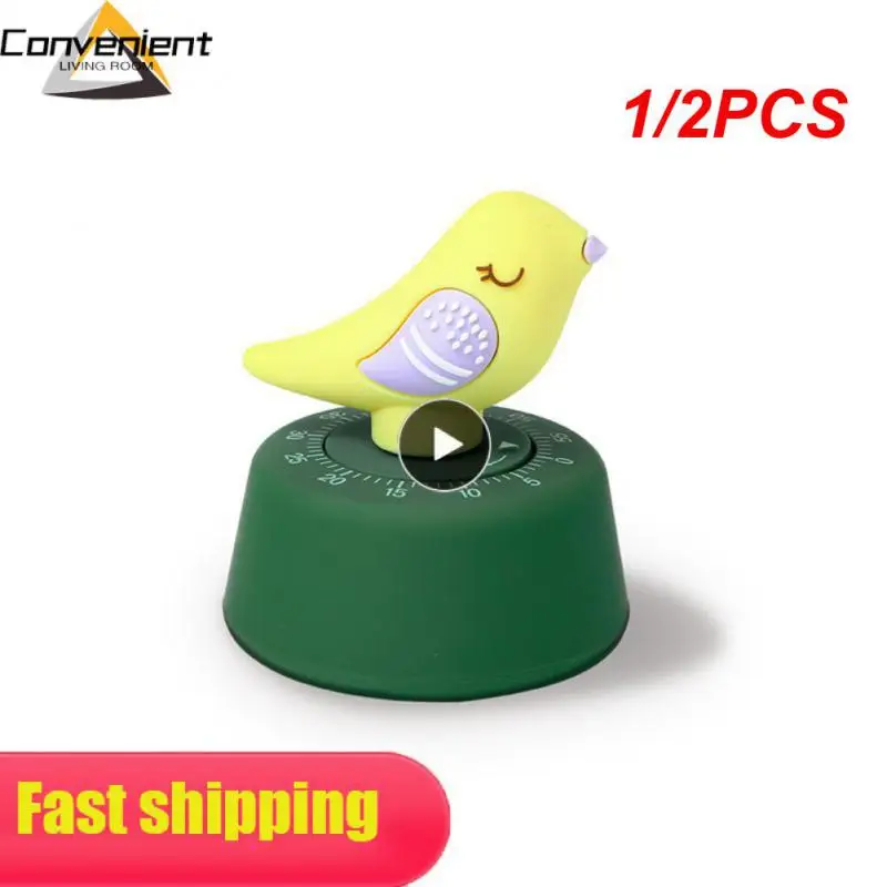 

1/2PCS Bird Timer Reminder Countdown Stopwatch Alarm 60 Minute Kitchen Cooking Learning Timers Mechanical Wind-up Counter Alarm