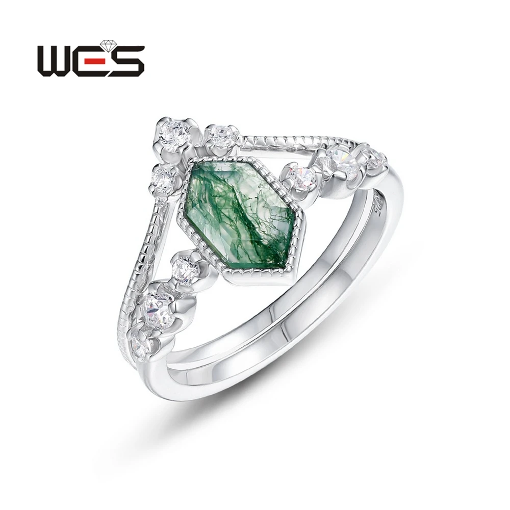 WES стерлингового серебра 925 пробы кольца из натурального драгоценного камня 6*10 мм