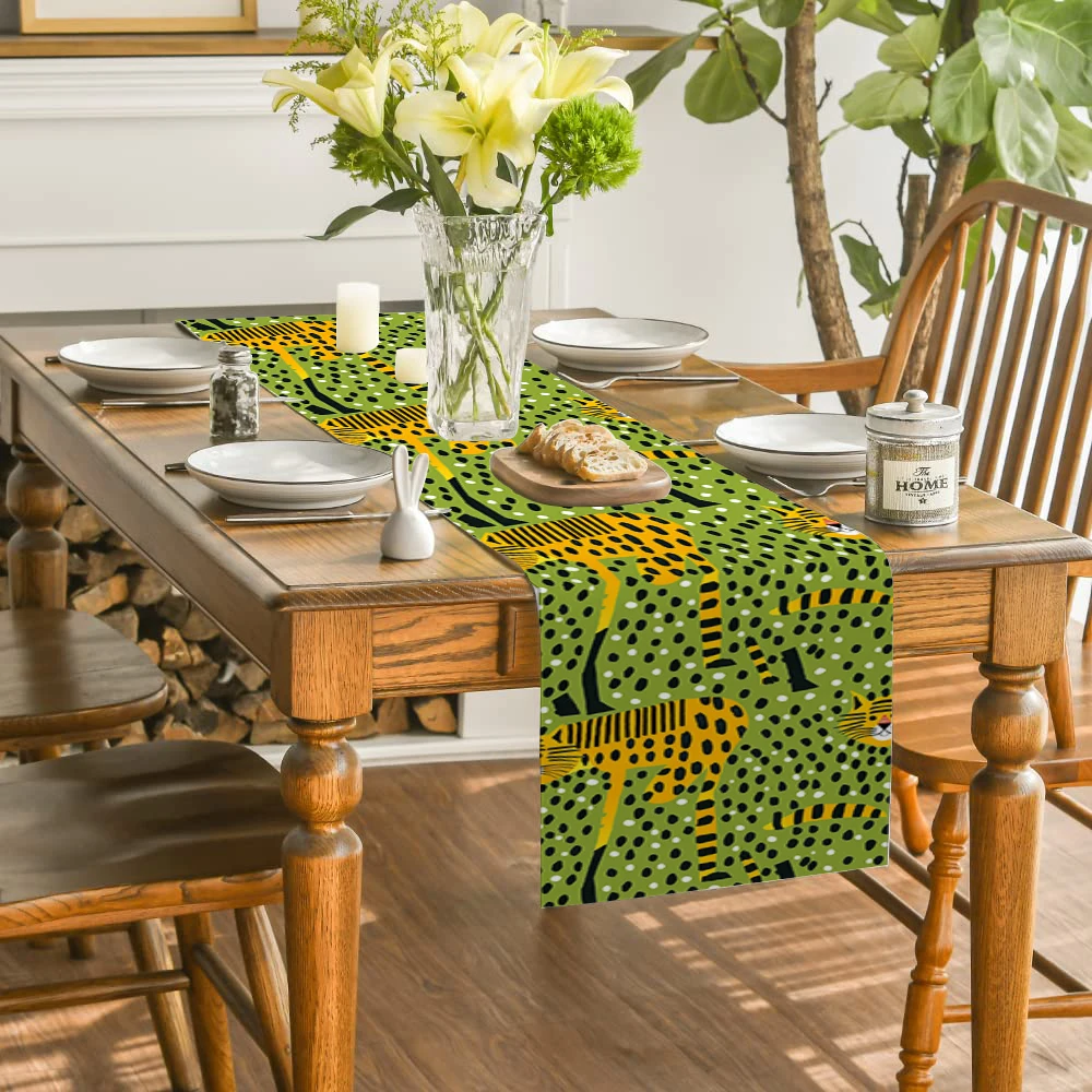 Настольная дорожка в горошек с тигром комод декор для кухни праздничная