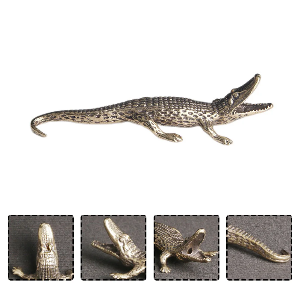 

Holder Crocodile Burner Stick Figurine Animal Sculpture Mini Miniature Brass Alligator Statue Sticks Metal Vintage Stand Coil