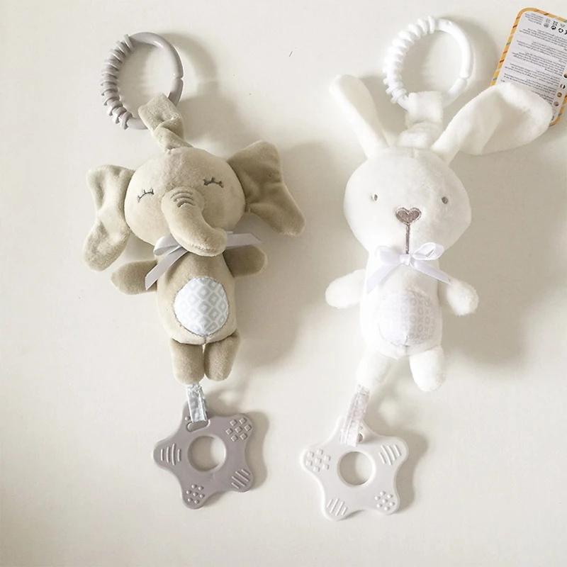 

Cartoon Animal Shake Bell Pendant Plush Elephant Rabbit Cute Rattle Windchime for Newborn Baby Grab Ability Training Educational
