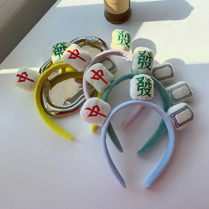 

Creative Funny Mahjong Hair Hoop Face Wash Hair Hoop Plush Hair Hoop Funny Headband Hair Accessories