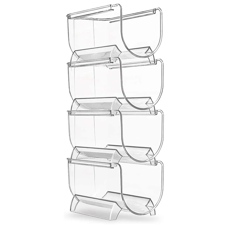 

Refrigerator Wine and Water Bottle Rack, 4-Piece Stackable Plastic Wine Rack Storage Box