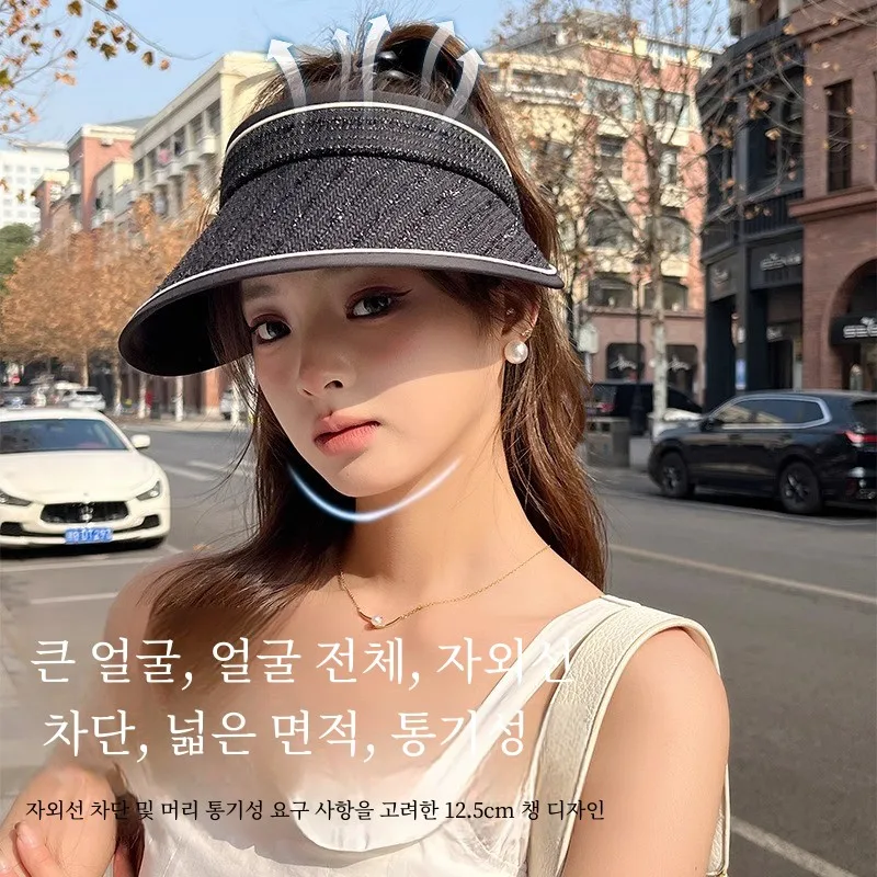 Изящная солнцезащитная шляпа лето 2024 новая женская с воздушным верхом виниловая