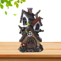 brown fairy garden house double layer fairy garden house fairy cottage house outdoor garden house statues fairy house statue