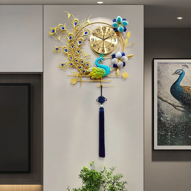 

Clock wall clock living room home restaurant porch decoration wall watch personality creative peacock phoenix clock