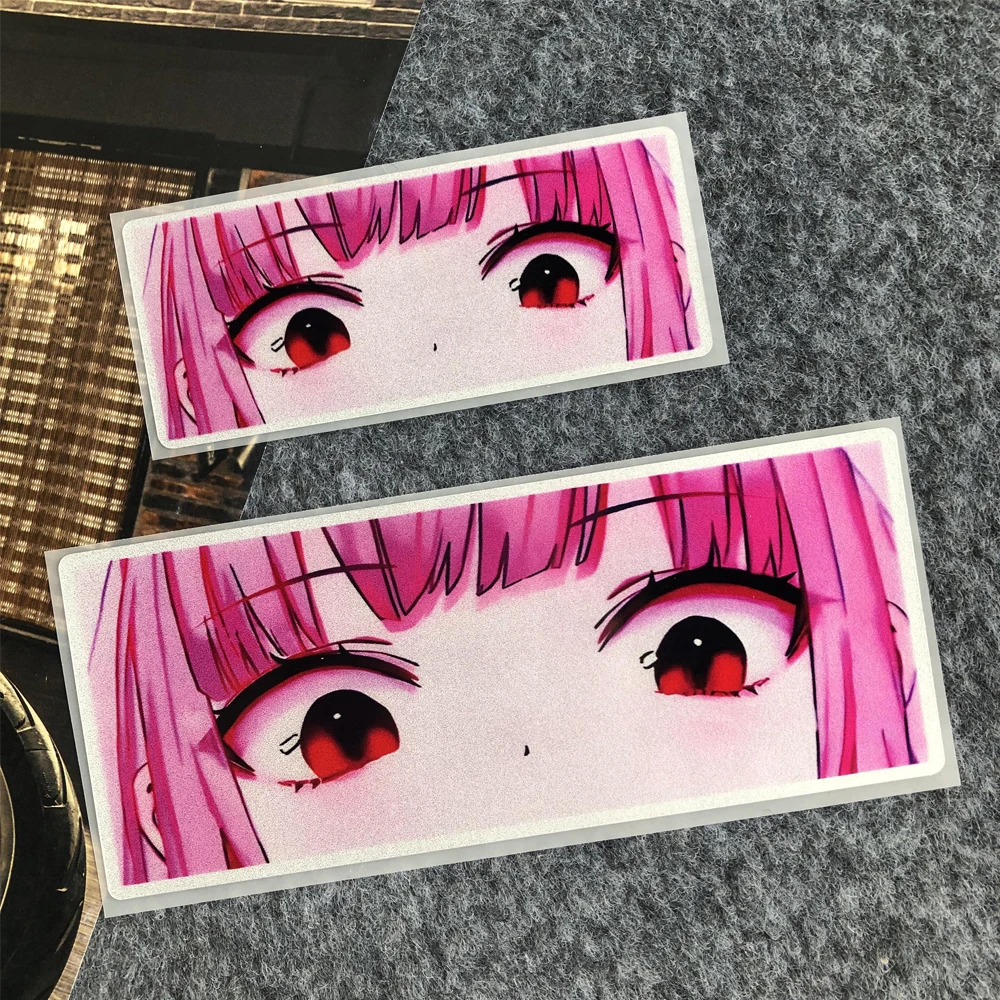 

Двухмерные аниме розовые глаза для девочек, отражающие наклейки, украшение для мотоцикла, скутера, лобовое стекло