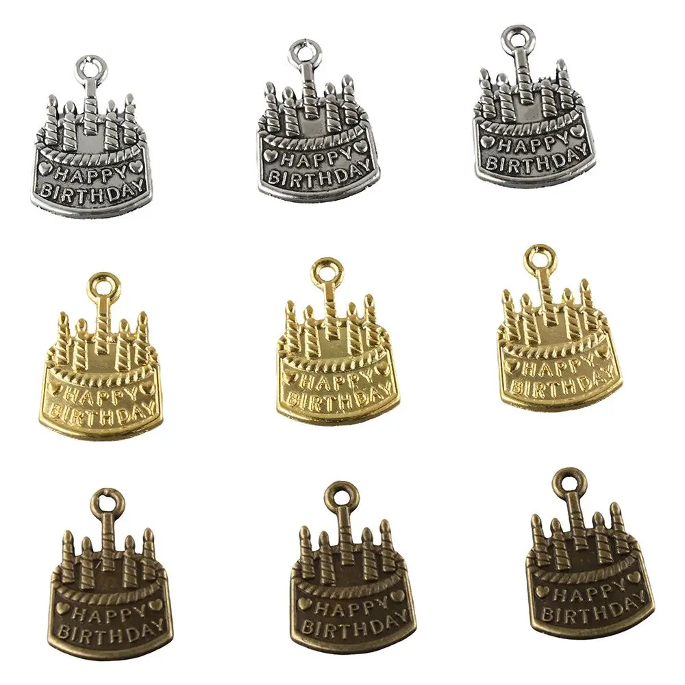 

zinc alloy Cupcake Pendants gold, silver,bronze Happy Birthday Charms Birthday Charms Pendants Jewelry accessories