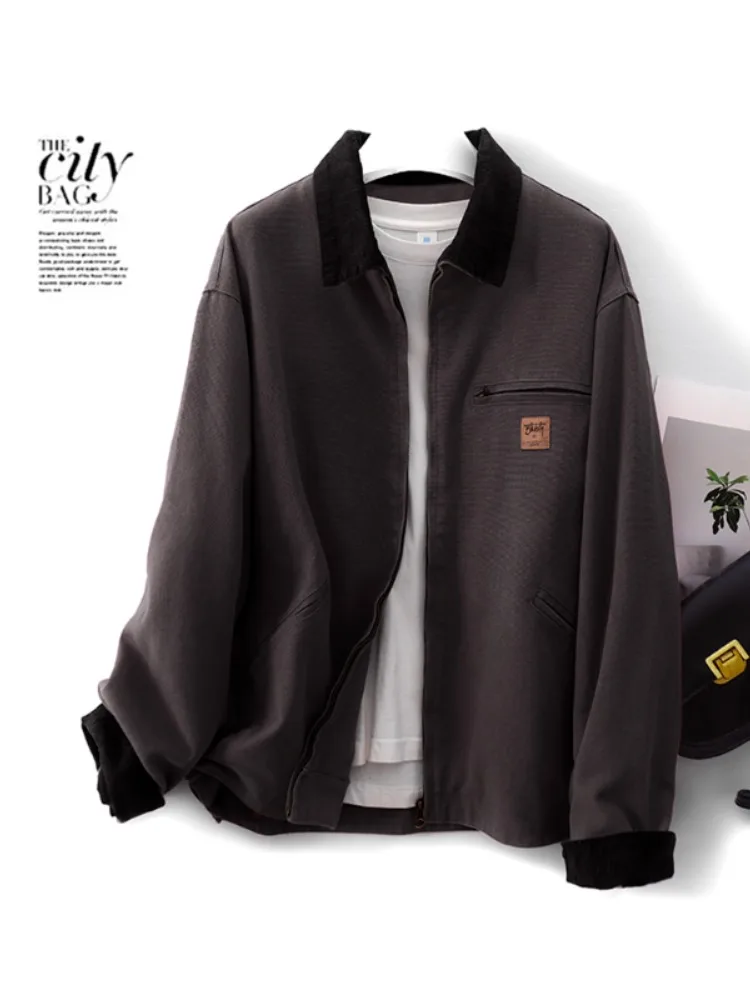 Прилавок хлопковые рубашки с лацканами контрастного цвета в стиле ретро верхняя