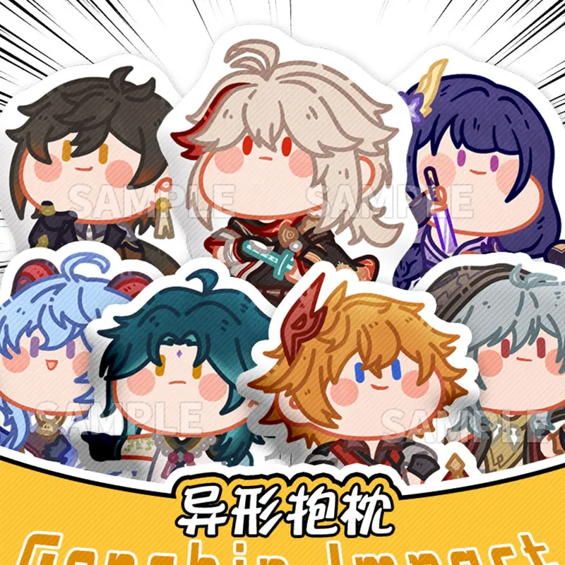 

Ударная Подушка Genshin, подушка, аниме мультяшный валик Zhongli Hu Tao Ganyu Xiao Klee, разбавленная плюшевая игрушка, подарок для украшения дома