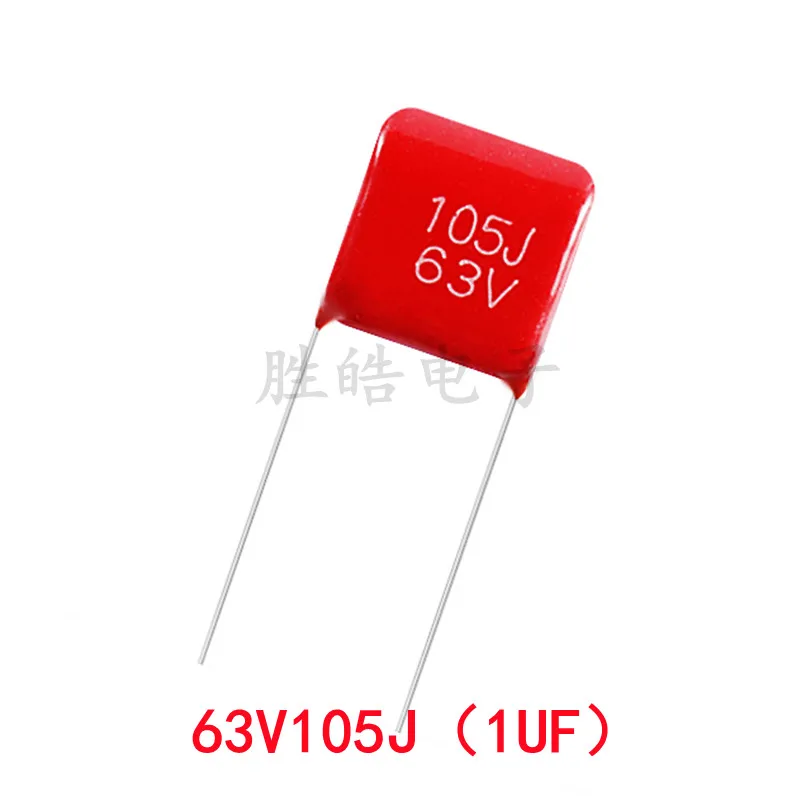 

10piece Good Quality 63V105J 5% 1UF Pitch=5MM 63V 105 NEW 1000nf CBB Polypropylene Film Capacitor DIP