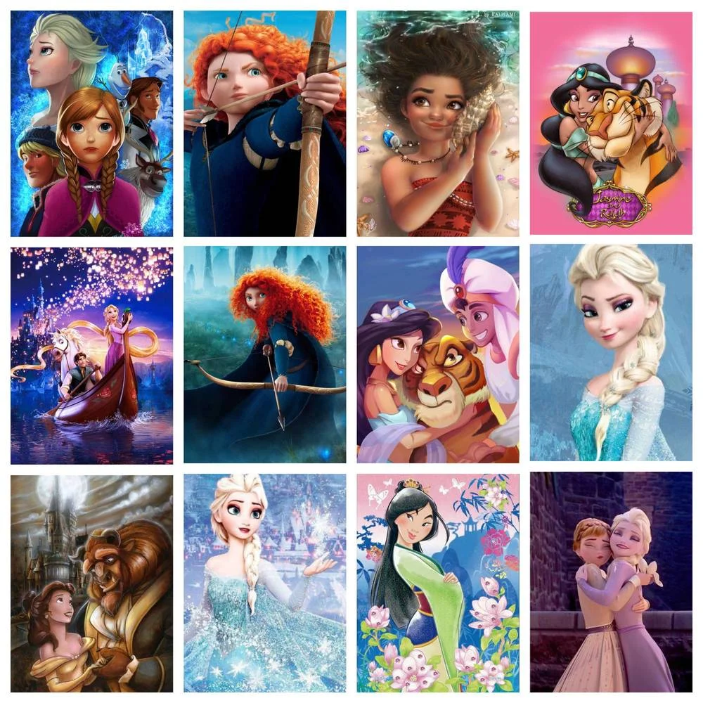 

Disney Cartoon Frozen Princess Girl 5D DIY Diamond Cross Stitch Set Handmade Gifts Children's Home Bedroom Wall Art Decoration