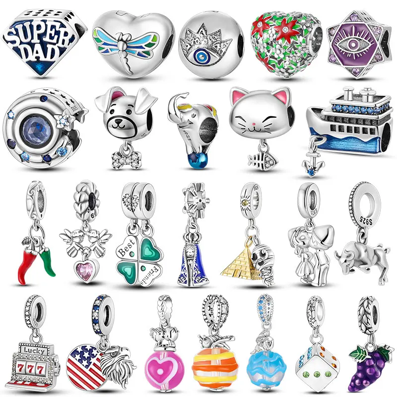 

Супердневные бусины QWC plata de ley из стерлингового серебра 925 пробы подходят для оригинального браслета 925 Pandora бусины для изготовления ювелирн...