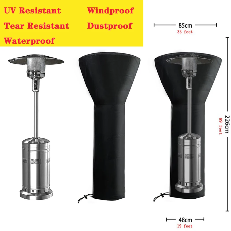 Garden Heater Cover Waterproof UV Resistant Tear Outdoor Furniture Protector with Zipper Windproof Dustproof |