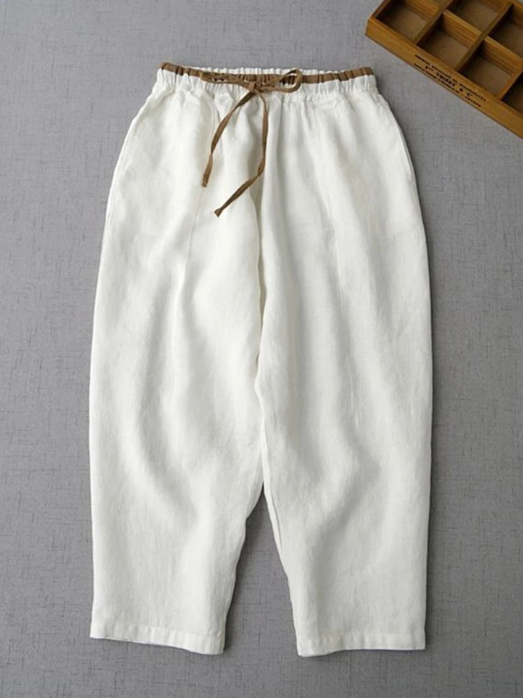 

Harem Pants New Women's Thin Casual Loose Cotton Linen Pants Spring and Summer Radish Solid Color Nine-point Pants Woman Pants
