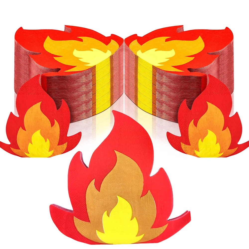 16 шт. одноразовые бумажные салфетки с рисунком пламени