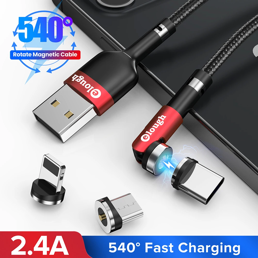 

Elough Magnetic Charger USB C Cable Micro USB TypeC Cable for iPhone Samsung Xiaomi 540 Rotate Charging Fast USB Phone charger