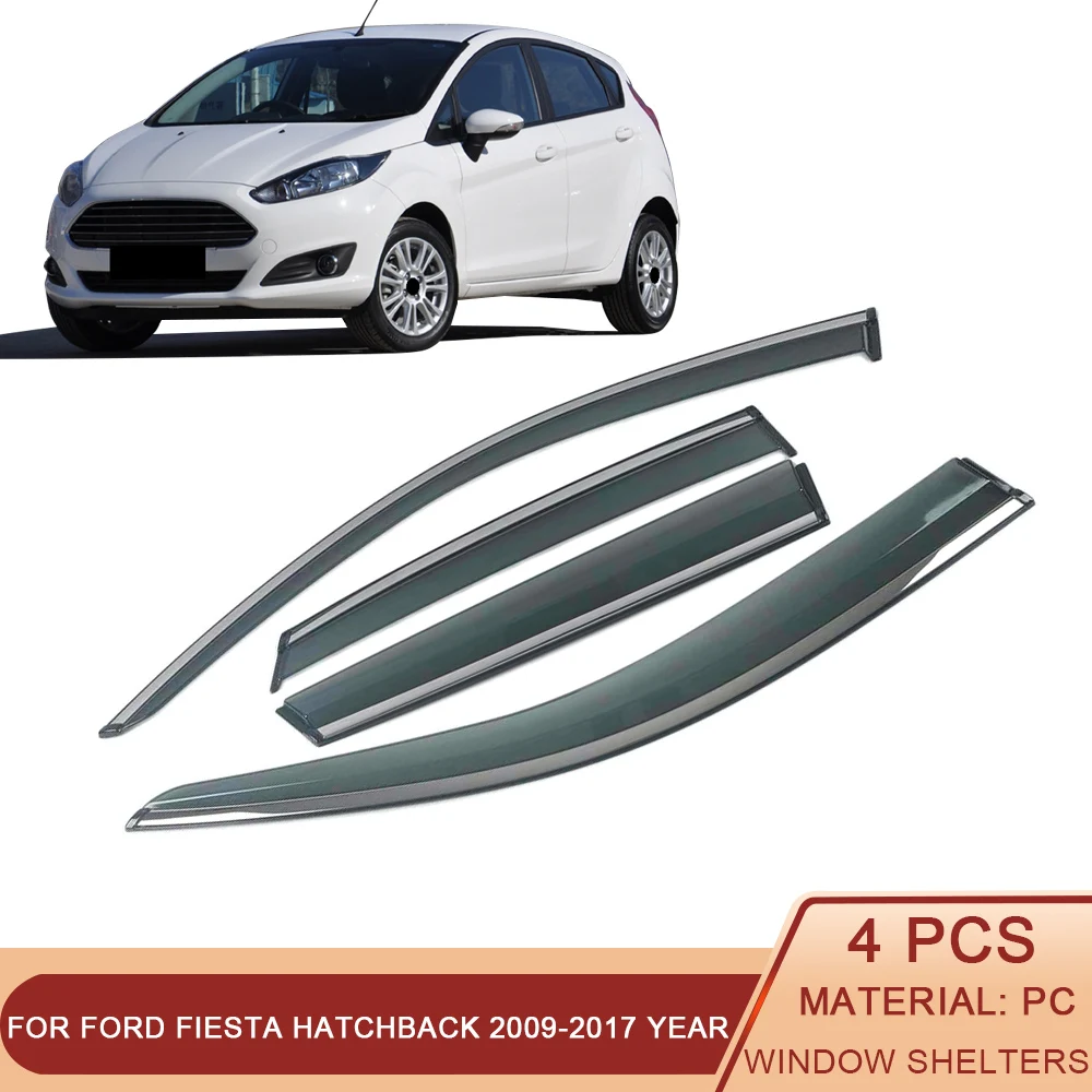 

For FORD Fiesta Hatchback 2009-2017 Car Window Sun Rain Shade Visors Shield Shelter Protector Cover Frame Sticker Accessories