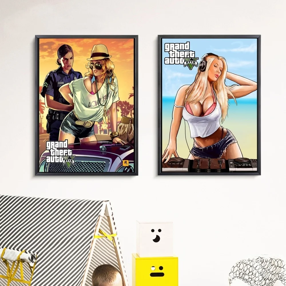 

Картина на холсте GTA 5 с изображением сексуальной девушки, постер с художественным принтом, настенные картины для украшения дома, декор для с...