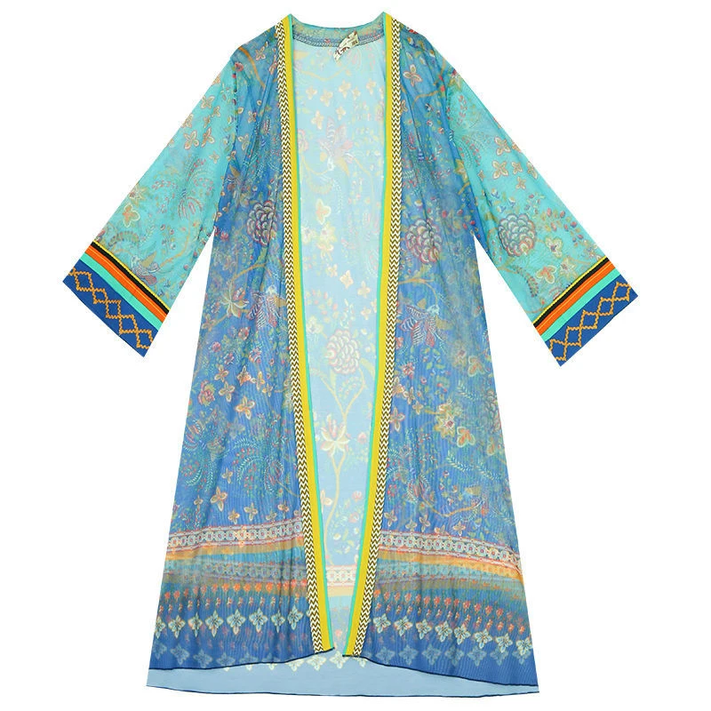 

Ginzagirl Mori Girl Ethnic Wind Cardigan Beach Long New OL Loose Sunscreen Clothes Embroidery Kimono For Summer Time