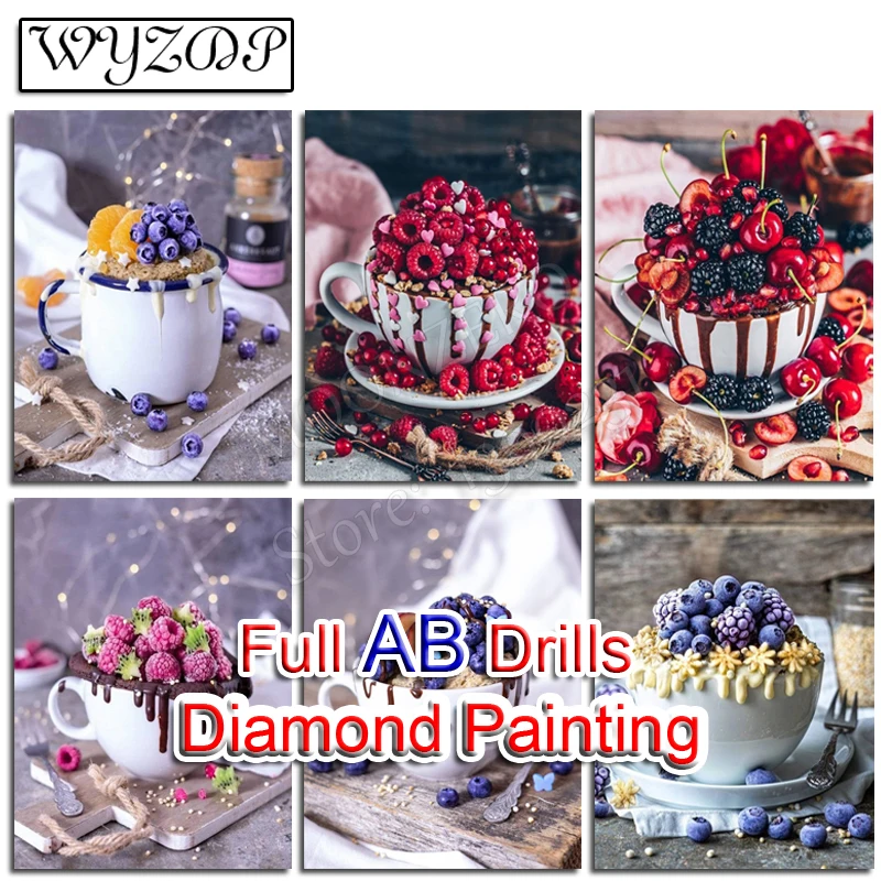 

Full AB Square Drills 5D Diy Diamond Painting Fruit Picture AB Diamond Art Mosaic embroidery Gift Kits Home Decoration