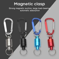 strong magnetic carabiner aluminum alloy carabiner keychain outdoor camping climbing snap clip lock buckle hook fishing tool