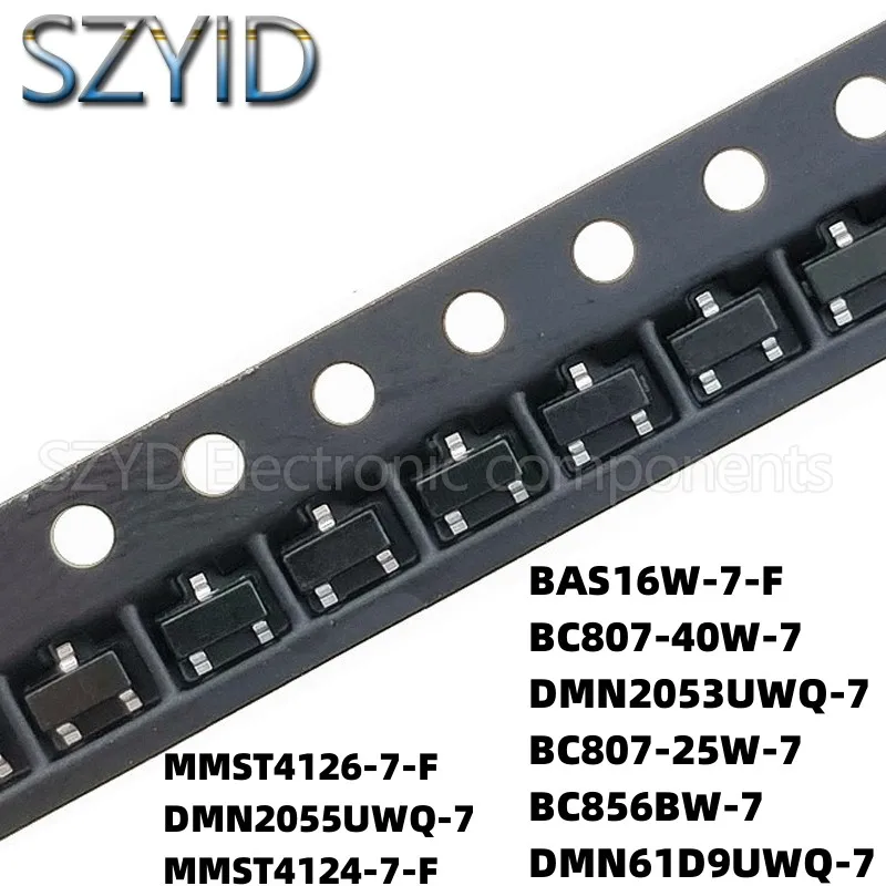 

100PCS SOT323 MMST4126-7-F DMN2055UWQ-7 MMST4124-7-F BAS16W-7-F BC807-40W-7 DMN2053UWQ-7 BC807-25W-7 BC856BW-7 DMN61D9UWQ-7