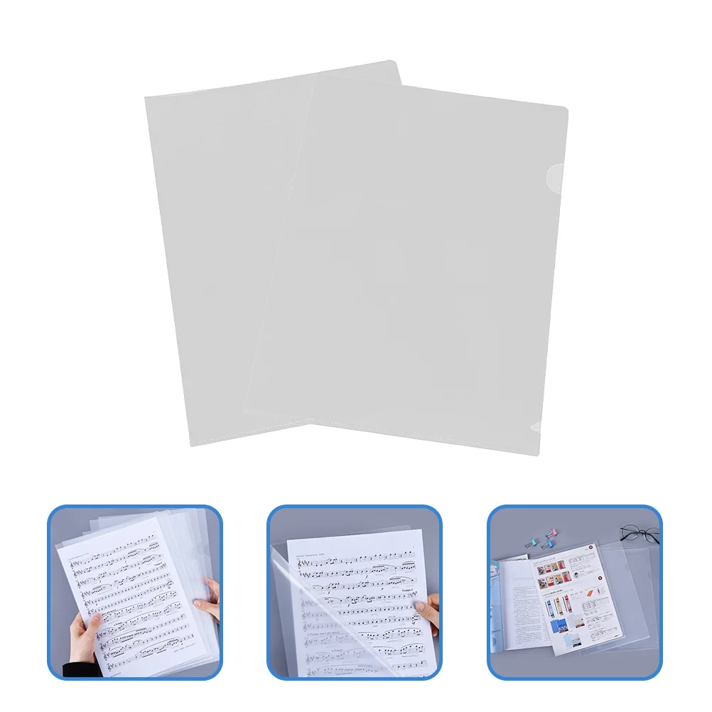 50 Pcs Plastic File Folders Clear Sleeves File Document Folder Clear Envelopes L-type Folder Plastic Paper Poly Envelopes Clear