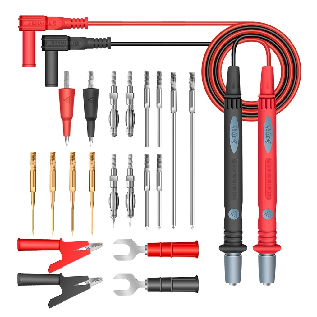 

22 Pieces Multimeter Cable Set 20A Universal Meter Test Tools Silicone Brass Battery Circuit Tester Supplies