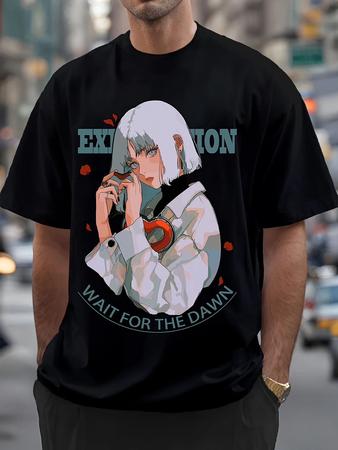 Stylish Anime Girl Graphic Print Men's Short Sleeve Round Collar Street Style T-shirt For Summer &amp Spring