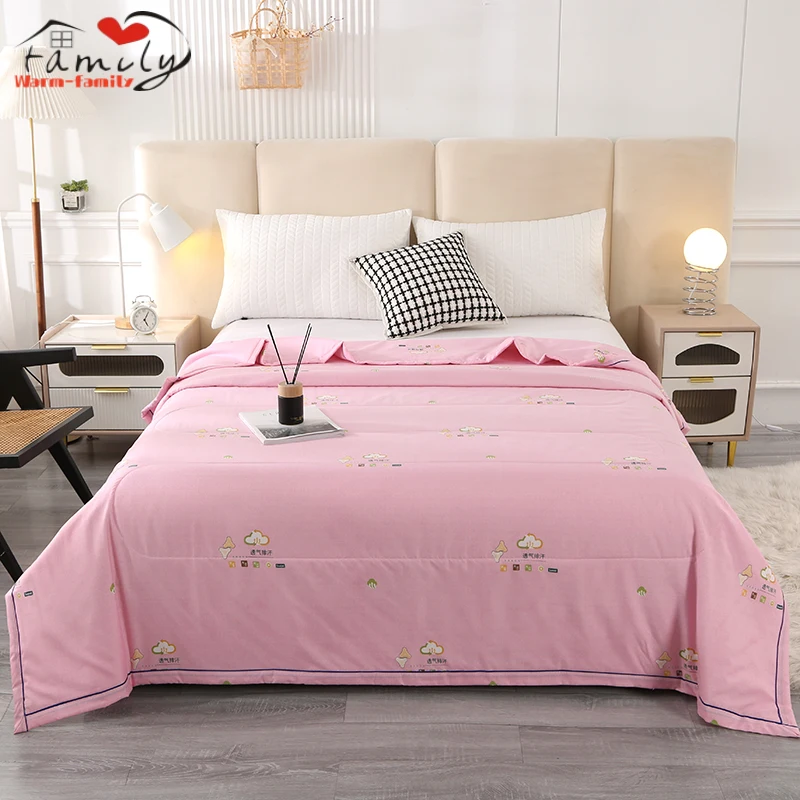 

2023 Summer Comforter Cooling Cotton Quilt King Queen Sizes Blanket Thin Air-conditioning Soft Breathable Office Home Textiles